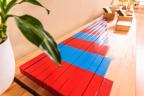 Premium Montessori Large Numerical Rods & Long Number Rods, 39.4" Solid Beechwood Math Materials 1-10, Red & Blue Counting Sticks for Kids 3-7,Classroom Homeschool Sensory Toys & Autism Learning Tools