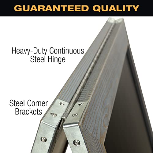 Excello Global Products Large Double-Sided 40x23 Heavy-Duty A-Frame Sidewalk Chalkboard Standing Sign, Includes 10 Chalk Markers, 40 Piece Stencil Set, Chalk and Eraser (Whitewash Grey)