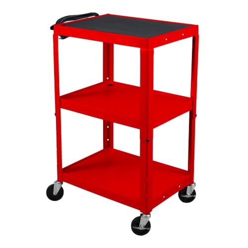 LUXOR UCMT1-RD Adjustable-Height Steel Utility Cart - Red