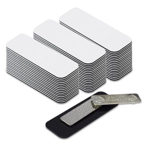 Name Tag/Badge Blanks - 100 Pack - 1" X 3" (White) Round Corners, Magnetic Backing