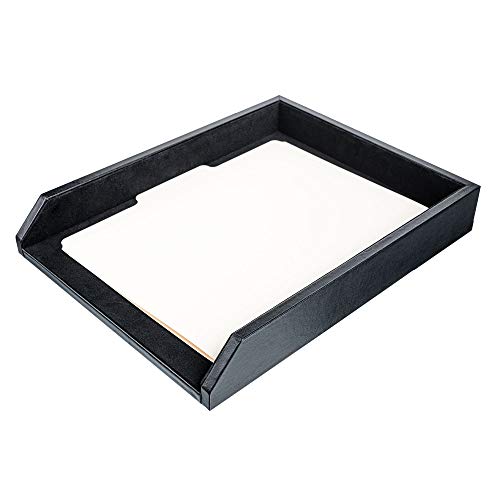 Dacasso Black Leather Front-Load Letter Tray, Under 5 Gallons