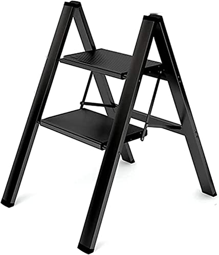 LBAawxe 2-Step Ladder Multifunctional Household Aluminum Ladder Stool Folding Herringbone Ladder(A)