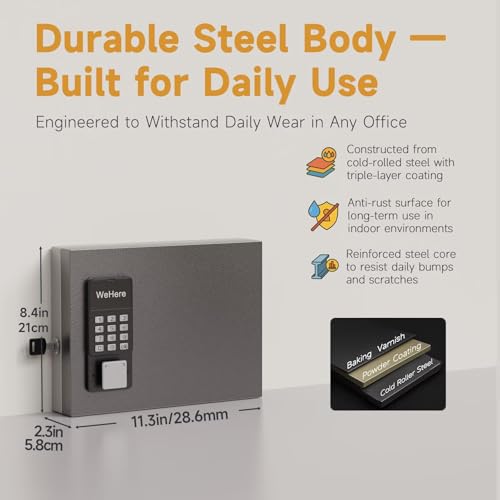 16 Key Lock Box Smart Key Organier Cabinet with Keypad & App for Office