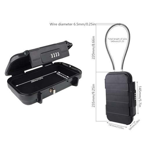 Portable Box for Dorm Beach Hotel Home Safe Box 4 Digit Combination Security Case with Removable Wire Rope Portable Safe