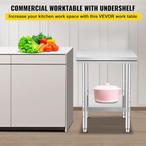 24x24 Stainless Steel Prep Table 700lb Workstation 3 Levels