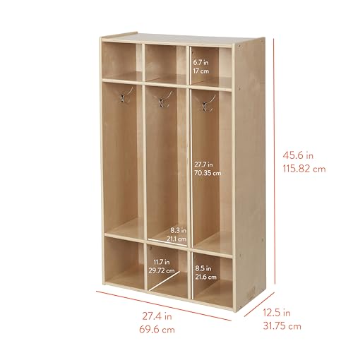 Back2School Express Sleekline 3-Section Storage Coat Locker, Natural