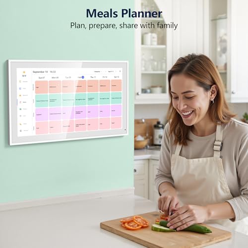Digital Calendar, 21.5 Inch Electronic Calendar & Chore Chart, Smart Family Organizer with Interactive Touchscreen Display, Wall Mount or Desk Mount in Portrait or Landscape