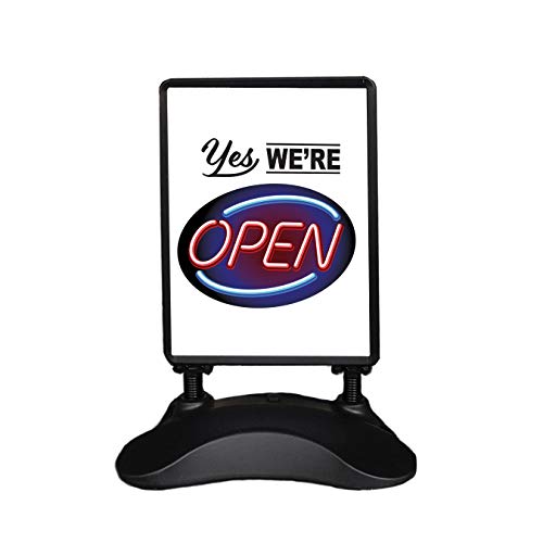 Outdoor Message Board Sidewalk Sign Open Drive Thru Take Out Sign Double Sided Restaurant Business Swinging Sign (WE are Open)