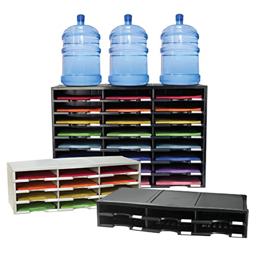 Storex 30-Compartment Literature Organizer, 31.38 x 14.13 x 25.5 Inches, Black (61419U01C)