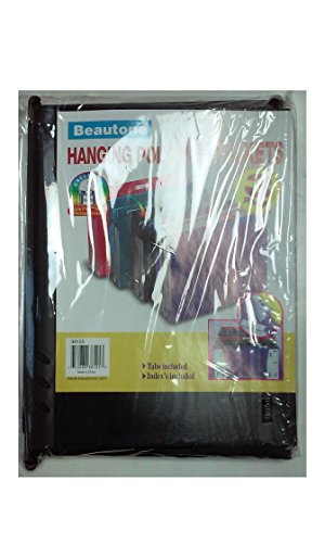 Beautone Hanging Poly File Pockets 3 Pack Tabs Included Indexes Included with Media Storage Pocket (Black)