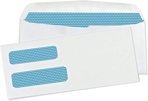 #10 Double Window Envelopes Security, Gummed Envelopes 10, 2500 Count