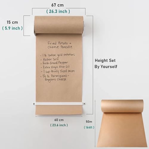saditesdk Kraft Paper Roll Holder & Dispenser Kraft Paper Dispenser,Wall Mount Paper Roll Holder for Kitchen Writing Tablet Restaurants Menus, White Steel Bracket Wall Mount Note P