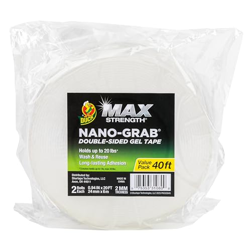 Duck Max Strength Double-Sided Tape with Nano-Grab Technology, 2 Rolls