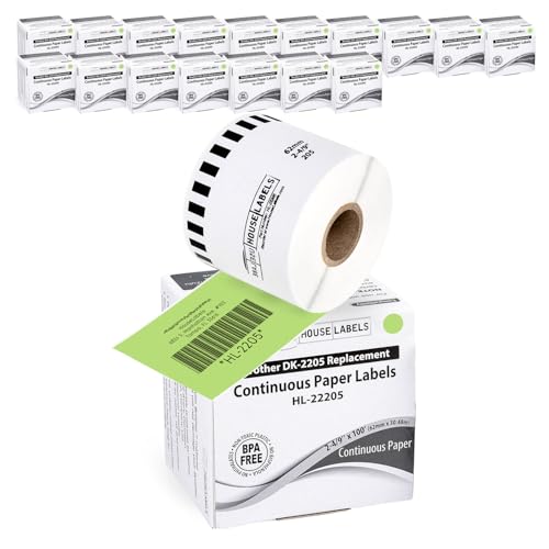 HouseLabels Compatible with Brother DK-2205, Green, 2-4/9" x 100'