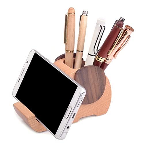 shemines Wooden Elephant Phone Holder/Stand with Pen and Pen Holder Desk Decoration Multifunctional Pen Holder (Color : A, Size : 13 * 9 * 5cm) (A 13 * 9 * 5cm)