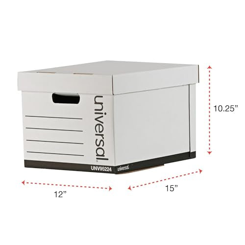 Universal One Lift-Off Lid File Storage Box, Legal, Fiberboard, White, 12/Carton (95221)