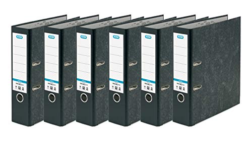 Elba A4 Extra Large Capacity Lever Arch Files, ELBA, Black, Pack of 6 Folders, Paper on Board