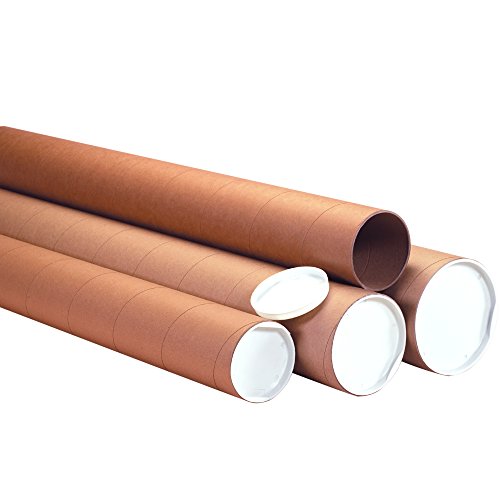 Box USA Mailing Tubes, 4" W x 36" H, 12-Pack - Heavy-Duty Round Corrugated Tubes for Mailing and Storage of Blueprints, Artwork, Crafts, Posters, Long Art Holder