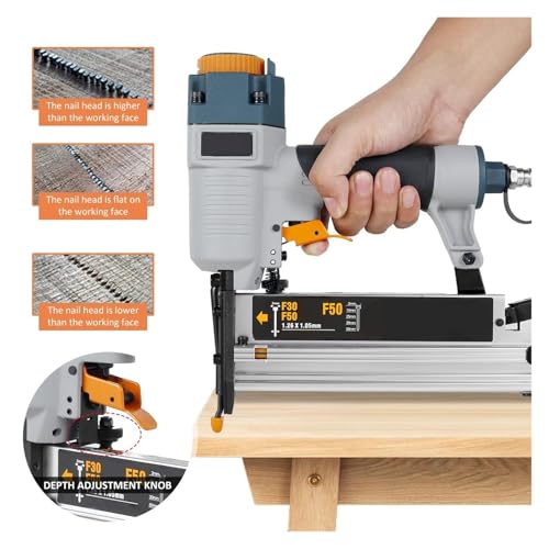 Oil-Free Pneumatic Staple Gun Pneumatic Nail Gun Woodworking Pneumatic Nail Tool T50 F50 440K 16Ga/18Ga Pneumatic Nail Gun