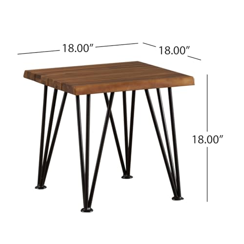 Hassyee Industrial Metal and Wood Chair Sets with Coffee Table for Indoor, Outdoor, Chic Armless Chair Sets/Table for Dining Room, Waiting Room, Kitchen, Office, Restaurant (Teak 3)