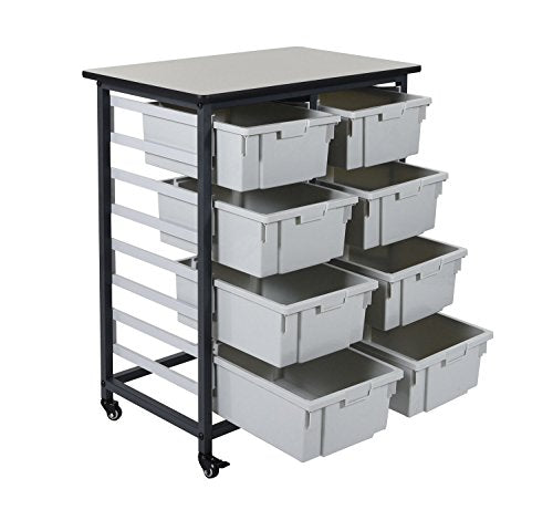 LUXOR MBS-DR-8L Mobile Bin System - Double Row Gray 20 L x 30 75 W x 37 5 H