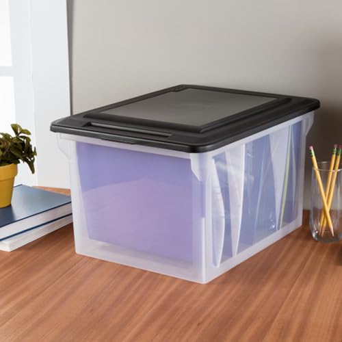 Sterilite File Box Tote with Lids for Letter and Legal Folders, 8-Pack