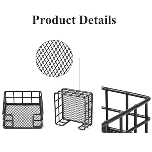3 Pack Metal Sticky Note Holder Square Black Desk Organizer for Office Dorm
