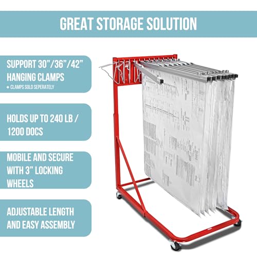 Adir Mobile Blueprint Holder – Construction Plan Rack, Map Organizer, Blueprint Rack, and Poster Display Rack for Jobsite and Office (Without Blueprint Clamps)