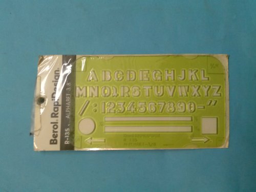 Berol RapiDesign R-135 Technical Drawing Template Alphabet 3/8" Size 6 3/8" x 3 3/4" .060" Thick
