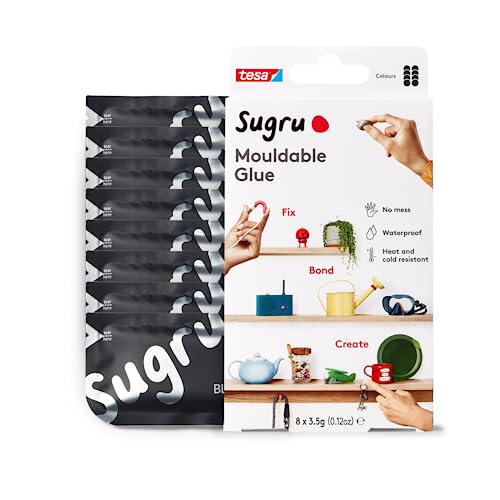 Sugru Silicone Super Glue - Waterproof All-Purpose Wall Putty + Moldable Glue for Crafting + DIY Home Improvement - Removable + Kid-Safe - Indoor/Outdoor Use - 8 Pack - Black (3.5g/ea)