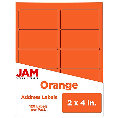 JAM PAPER Shipping Address Labels - Standard Mailing - 2 x 4 - Orange - 20 Packs of 120