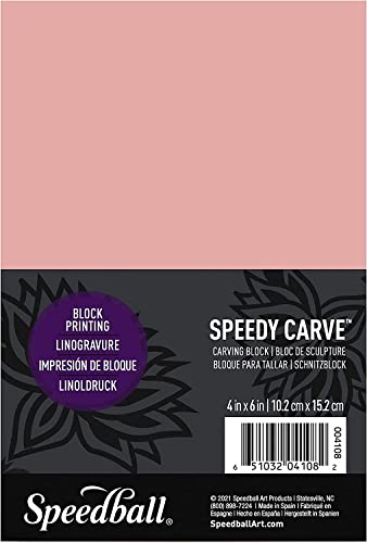 Speedball Speedy-Carve Block Printing Carving Block, Rectangle, Pink, 4 x 6 Inches (10-Pack), Linoleum for Printmaking
