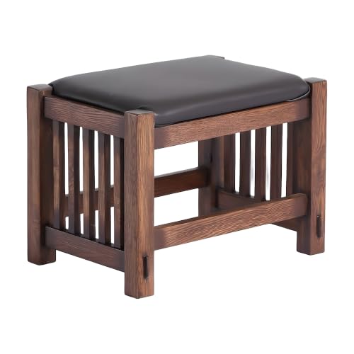 Starlight Canyon Home Solid Wood Foot Stool with Spindle Legs, Small Ottoman Footrest Hassock for Living Room or Couch Use, Walnut