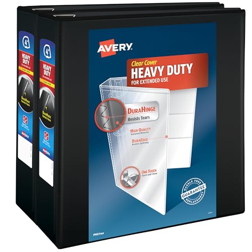 Avery® Heavy-Duty View 3 Ring Binders, 4" Slant Rings, 2 Black Binders