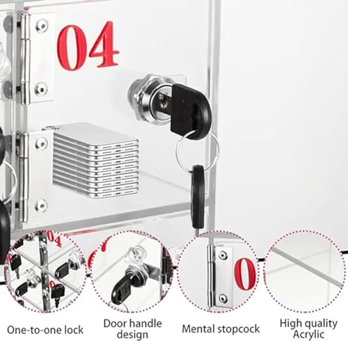 RJYYYDS Acrylic Cell Phone Locker Box with Door Locks and Keys Wall Mounted Clear Storage Box for Office School Classroom Secure Phone Storage Solution 50 Uni,16