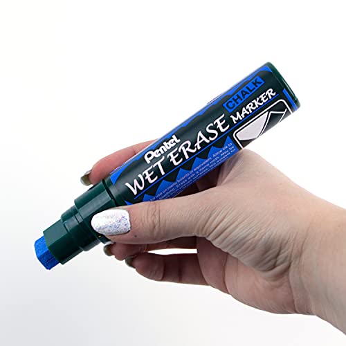 Pentel Arts Wet Erase Chalk Marker, Jumbo Tip, Blue Ink, Box of 12 (SMW56-C)