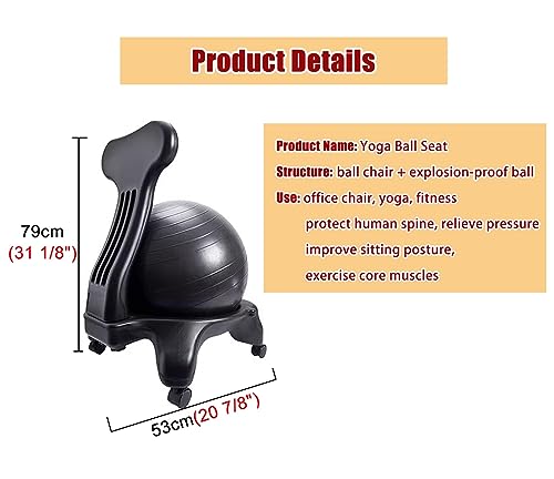 Acivirdde Yoga Balance Ball Chair with Back Support, Designed to Correct Posture and Relieve Back Pain, Suitable for Teachers, Students, and Office