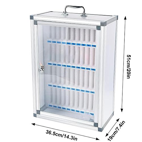 GFAZXDS 48 Slots Aluminum Alloy Pocket Chart Cell Phones Storage Cabinet Wall-Mounted Cell Phones Storage Cabinet with Handle and Security Lock (Silver 48)