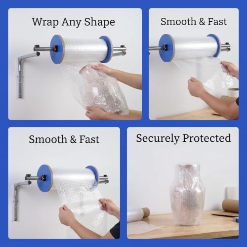 Wall Mount Bubble Wrap Dispenser, Heavy Duty Foam Wrap Roll Holder