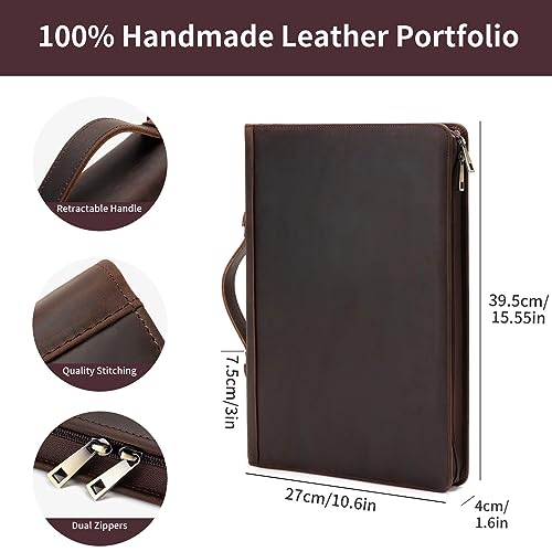 Geslun Leather 3 Ring Portfolio for 8.5 x 14" Pad and 15" Laptop