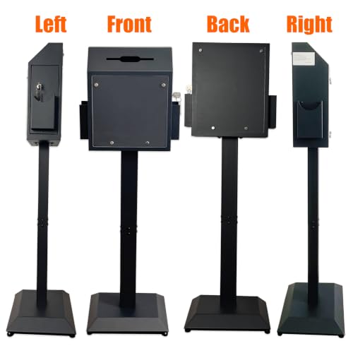 Powervize Floor Stand Offering Box, Lockable Donation & Ballot Box, Black