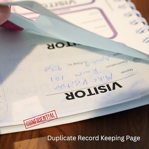 Specialist ID Visitor Log Book for Business or Schools - Expiring Visitor Sticker Badges and Sign in Book with Carbon Copy Record Keeping for Guest Tracking - Spiral Binder Registry (500 Badges)