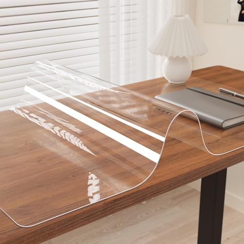 ACFBGFV Clear Desk Cover Protector 23in x 53in Desk Pad Mat Blotter on Top of Desks Transparent PVC Table Protector Rectangle Desk Mat Table Cover for Office Writing Desktop Dresser