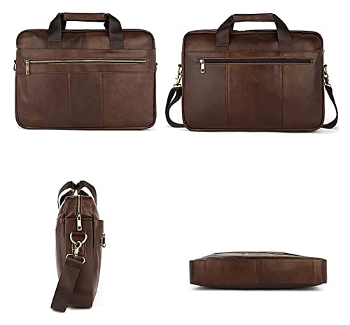 15.6inch Laptop Briefcase Causal Crossbody Shoulder Bag Business Handbag Vintage(Light Coffee)