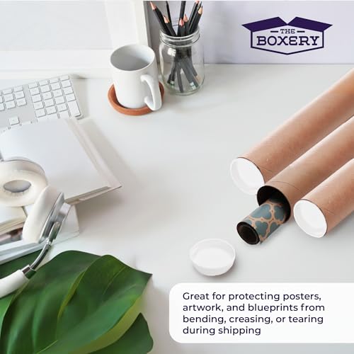 The Boxery Brown/Kraft Shipping, Storage, Posters, Arts, Crafts, Documents, Mailing Tubes 2 inch x48 inch - 50 PACK, Made in the USA, Reusable and Recyclable