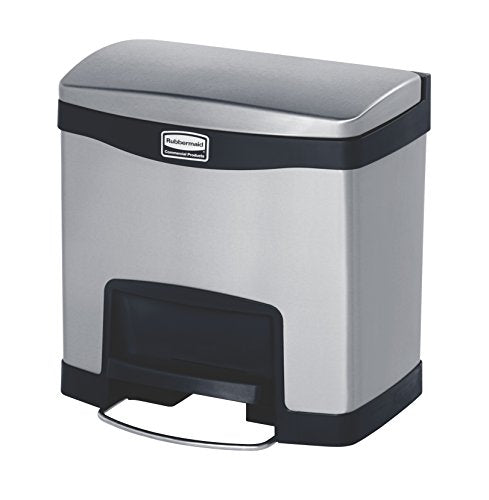 Rubbermaid Commercial Products Slim Jim Front Step-On Trash Can, 4-Gallon, Black Stainless Steel, Hands-Free Garbage Can/Container for Home/Kitchen/Office/Restaurant