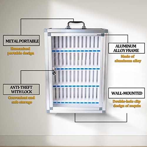 EliteBloom Slot Box,Storage Box,Office Storage,Lock Box Phone,Key Lock,Phones Holder Storage Box,Wall-Mounted,Silver-60Slots