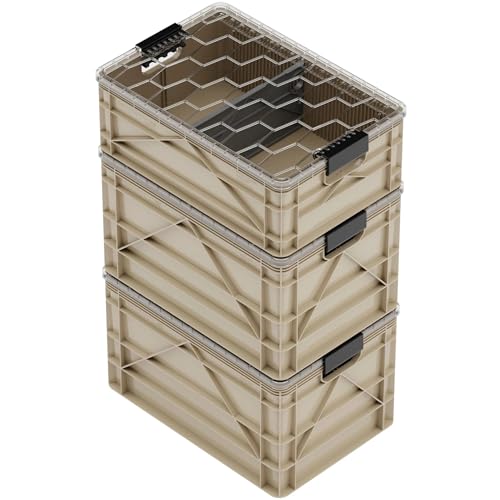 SIDIO Starter Pack, HD Stackable Storage Bins with Lids & Dividers, Tan