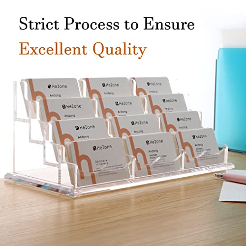 HeZone Business Card Holder Display for Desk, 12 Slot 4 Tier Multiple-Clear Acrylic Business Card Stand Set, Holds Approximately 600 Cards(12 Cell H)