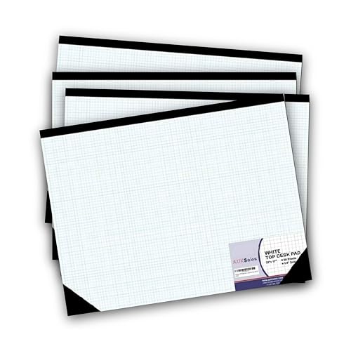 Graph Paper Pad 22"x17", 50 Sheets, 1/4 Inch Grid, 80 GSM, Pack of 4 Engineering Drafting Paper for Designers, Blueprint Sketching, Grid-Based Graphing for Architecture, School, Office
